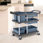 SOGA 3-Tier Commercial Soiled Food Trolley Dirty Plate Cart Five Buckets Kitchen Food Utility FOODCART1518