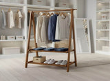 Portable Clothes Rack Coat Garment Stand Bamboo Rail Hanger Airer Closet V63-838131