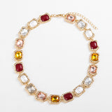Pearl Statement Collar with Faceted Rhinestone , Luxury Molten Casting Texture Chunky V1192-AZ-W-9991
