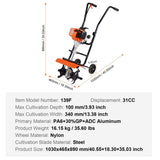 Tiller Cultivator Gas Powered, 31CC 4-Stroke Garden Cultivator, Tiller with 4 Steel Adjustable Front V952-RYGYJ31CCSCC2310JV0