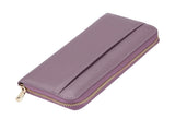 Purple Premium Genuine Leather RFID Blocking Long Wallet - Unisex Multi-Card Organizer Clutch with V888-ELOSUNG27840