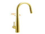 Brushed Gold Pull Out Kitchen Sink Tap Basin Mixer Faucet 2 Mode Spraying Spout V1233-KRD5152G