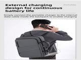 Grey Premium Business Expandable Travel Backpack with External USB Charging - 20-35L Large-Capacity V888-ELOSUNG42721