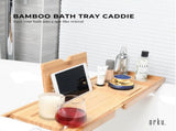 Luxury Adjustable Bamboo Bath Tray Caddy - Spa Book Wine & Accessories Holder V238-SUPDZ-41011690831952