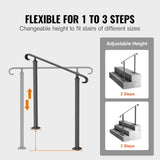 Handrails for Outdoor Steps, Fit 1-3 Steps Outdoor Stair Railing, Wrought Iron Handrail, Adjustable V952-LTFS1MLZFS0000001V0
