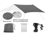 Grey 300 x 300cm Waterproof Camping Tarp Shelter Set - Silver Coated Sun Protection, Storage Bag, 6 V888-ELOSUNG55463-4