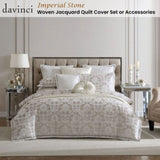 Davinci Imperial Stone Woven Jacquard Damask Quilt Cover Set Super King V442-LED-QUILTCS-IMPERIAL-STONE-SK