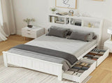 Artiss Bed Frame Double Size Wooden with 3 Shelves Bed Head White WBED-G-S1-D-DRAW