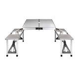 Weisshorn Folding Camping Table Outdoor Picnic BBQ With 2 Bench Chairs Set CAMP-B-T-MDF-85