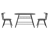 Artiss Dining Table Set 3PC Bistro Kitchen Storage Wine Rack Black Marble Style DSET-D-OVAL-BK