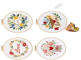 Florals Embroidery Handcrafted Bag Semi Finished Set with Plastic and Cotton for Home Decoration and V1369-AZ3-W-14074