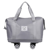 Grey Large Capacity Travel Bag with Expandable Design, Waterproof & Wet-Dry Separation, 360&deg Spinner V888-ELOSUNG13067