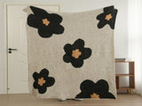 White-black Knitted Sofa Blanket with Plush Side, 130 x 160 cm, 950g, Ideal for Napping and Office V888-ELOSUNG28783