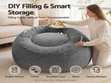 Artiss Bean Bag Chair Cover Soft Faux Fur Beanbag Cover Large Round Stuffed Animal BD-COVER-ROUND-GR
