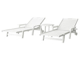Gardeon Sun Lounge Lounger Beach Chair HDPE Patio Outdoor Furniture with Wheels White FF-LOUNGE-3HE-WH