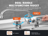 Commercial Faucet with Pre-Rinse Sprayer, 44" Height, 8" Center, 12" Swing Spout, Deck Mount Kitchen V952-JBSYCXSLTJBS3O1FMV0