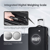 3-Piece Digital Luggage Set with Weighing Scale & USB Charging Black V915-FB3001-BK