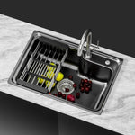 Cefito Kitchen Sink 61X43CM Stainless Steel Basin Single Bowl Black Drain Basket SINK-R10-6143T-BK