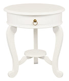 Round Cabriole Leg 1 Drawer Lamp Table V199-LT001RDCLWH