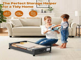 Under Storage with Wheels,XXL 60L Under Storage Containers with Clear Lids, Rolling Under V1107-127-30550-GRY-60L