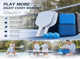 Fiberglass Pickleball Paddle Set Light Blue, Fresh Pair Fits All Outdoor Courts, Holiday Sport Gift V1221-XM-LB1673-GM57