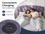 Artiss King Bed Frame with Lift Up Storage and USB Ports Grey BFRAME-G-FLORA-K-GY-ABC