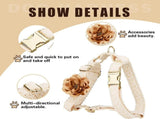 Pet Harness Leash Set Lace Embroidered Escape Resistant Adjustable White S V1263-JX-7836-1
