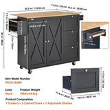 VEVOR Kitchen Island Cart Rolling Storage Cabinet on Wheel with Drawer & Shelves V952-QFBYDKCFD3XJC3ZMWV0