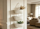 3 Tier Over the Door Hanging Storage Basket Cotton Rope Wall Mounted Organizer Detachable Foldable V1192-AZ-W-26451