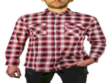 Mens 100% Cotton Flannelette Shirt Long Sleeve Check Authentic Flannel - Red/Navy - 3XL V563-FS-FP22-49-3XL