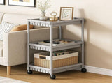 Rolling Storage Rack, 4 Tier Plastic Shelving Unit with Wheels and Hooks, Mobile Organizer for V1192-AZ-W-31730