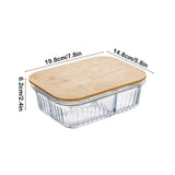 Rectangle Glass Bowl with Wooden Lid, Glass Food Storage Container, Meal Prep Glass Container, Safe V1370-AZ4-19464