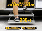 Heavy Duty Double Aluminium Caravan Step Anti-Slip RV Entry Step, Stable 2-Tier Camping Step, V1181-AT003-SL