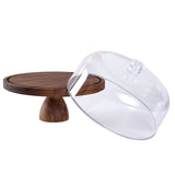 Cake Stand with Lid Multi-Functional Double Side Design 12in Round Cake Holder Wood 2-in-1 Dessert V1294-YM0901-H49317WO