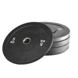 Black Olympic Bumper Plates - 100kg kit PLUS Olympic Barbell V1012-CFBLK100BB