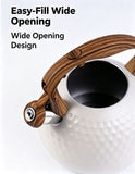 3L Hammered Stainless Steel Whistling Stovetop Kettle, Wood Grain Heat Insulated Handle, Universal V1188-MS-804-07