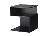 Artiss Bedside Table 2 Shelves S-Shaped Charging Station Black FUR-S-BS-02-BK