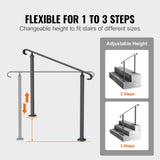 Handrails for Outdoor Steps, Fit 1-3 Steps Wrought Iron Handrail, Outdoor Stair Railing, Adjustable V952-LTFS1.2MLZFS00001V0
