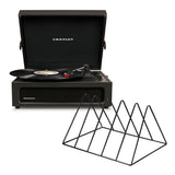 Crosley Voyager Bluetooth Portable Turntable - Black Gadhouse Vinyl Rack Bundle - Black V398-CR8017BVR-BK4