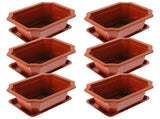 6Sets Garden Plastic Planter Pots Dark Red for Home and Office Use V1369-AZ3-W-20611
