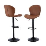 Artiss 2x Bar Stools Kitchen Swivel Gas Lift Counter Chair Shell Leather Brown BA-KJ-5681-BRX2