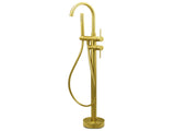 WELS Brushed Gold Bath Tub Mixer Tap Free Standing Faucet Spout Handheld Shower V1233-KRD602BG