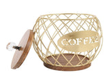 Coffee Capsule Holder Fruit Shaped Stylish Coffee Pod Storage with Wooden Base Lid Home Decor Gold V1294-YM0901-3118240263311