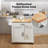 VEVOR Kitchen Island Cart with Solid Wood Top, 900mm Width Mobile Carts with Storage Cabinet, V952-YDKCFDXJMDB12OVNIV0