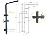 Dual Shower Square Large 12" Rainfall Head 3 Modes Handheld Wall Rail Mixer Matt Black V1233-C6202BHS002M4CBKSS112BKSQ201B