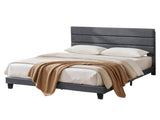 Artiss King Bed Frame Upholstered Platform Base with Geometric Headboard Charcoal Grey Linen Wood BFRAME-H-HUSH-K-CA-ABC