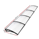 Instahut Window Awning Door Canopy 1m x 4m Transparent Sheet Black Plastic Frame AWN-PC6MO-1X4