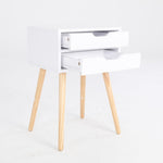 2X Bedside Table 2 Drawer Wood Leg Storage Cabinet Nightstand SUZY WHITE V274-FT-BEDT-2DD02-WH2