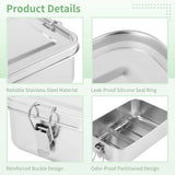 4PCS 304 Stainless Steel Food Containers Set, 47.35 fl oz Metal Bento Box with Removable Dividers, V1369-AZ3-W-08787