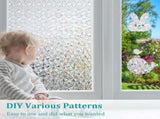 Window Privacy Film Frosted GlassClings Stained Glass Rainbow Bathroom Film Diamond 3D Static V1369-AZ3-W-06457